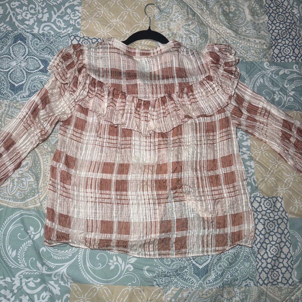 LoveShackFancy Plaid Ruffle Button-Up Blouse - Picture 6 of 6